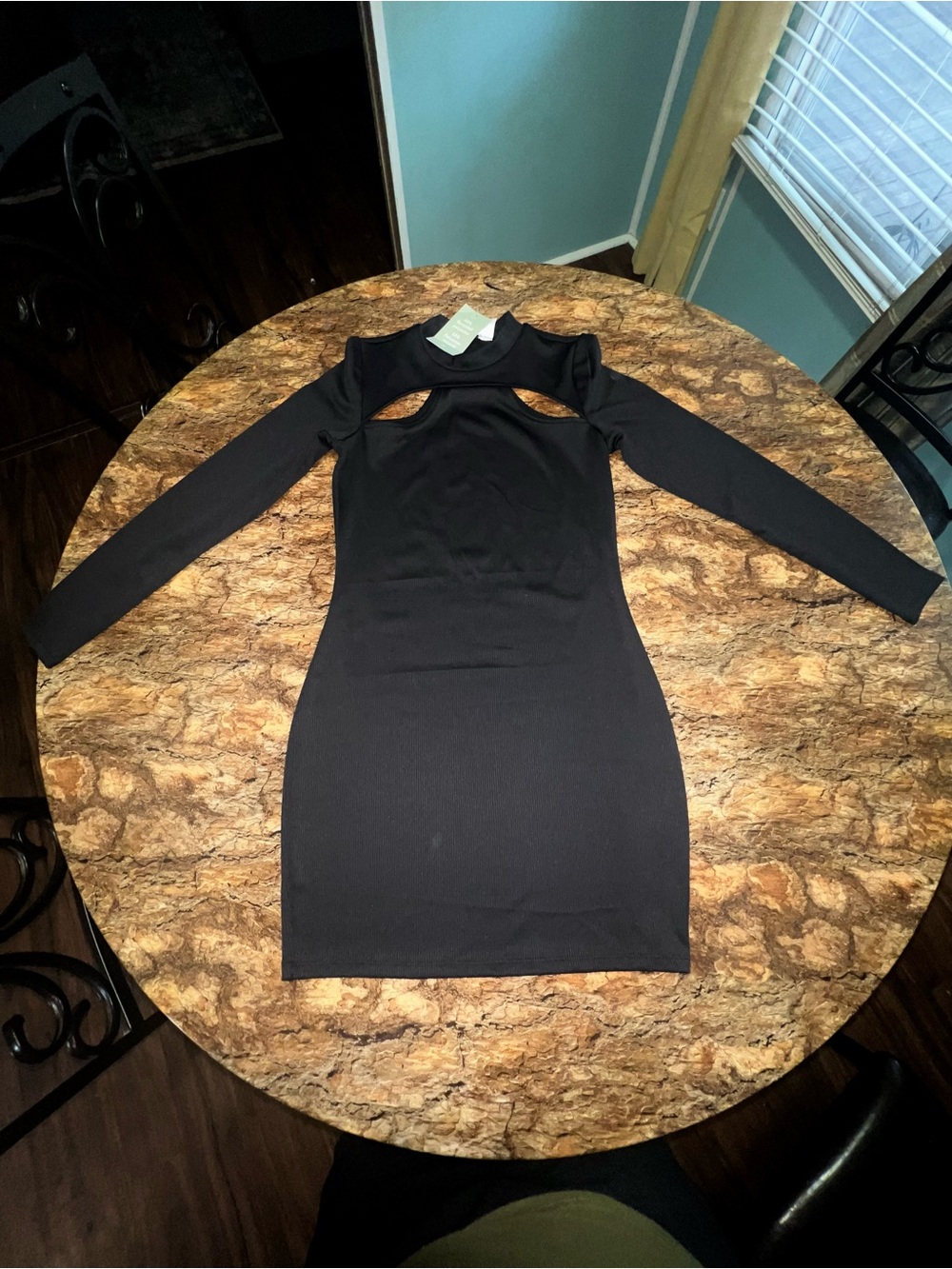Black Cutout Bodycon Long-Sleeve Dress Medium New Divided